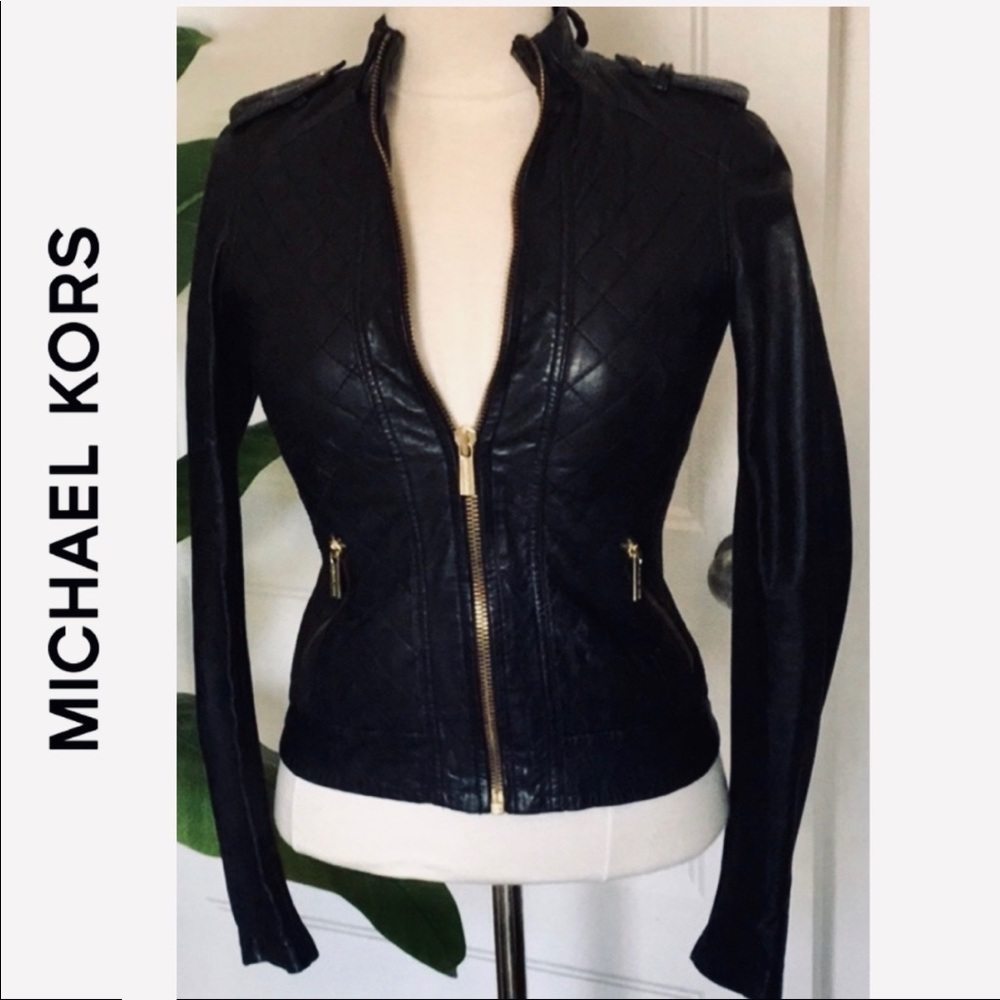 🔥HP!😍💯LAMB LEATHER MICHAEL KORS MOTO JACKET